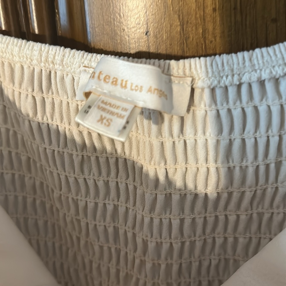 Like NEW Winter White Romantic Strapless Wide Leg with pockets Jumpsuit XS - Picture 3 of 10